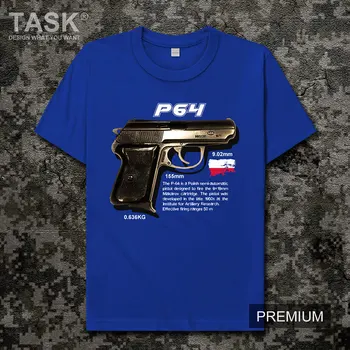 Pištoľ Série P64 poľskej Armády zbraň Vojenské ventilátor jedi hra tlač Krátke sleeve t-shirt mužov ležérne módne streetwear oblečenie