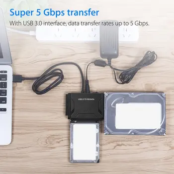 USB 3.0 to IDE/SATA Konvertor Super 5gbps Prenos Externý Pevný Disk Adaptér Súprava Plug & Play, Podpora až 4TB Diskov Skladom