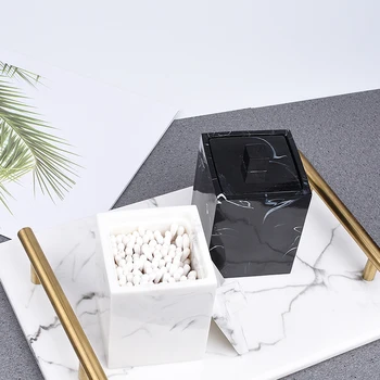 Mramor Textúra Živice Bavlnenou Handričkou Veko Úložný Box Kanister Jar Make-Up Pad Držiteľ Tvoria Vaty Držiteľ Kontajner