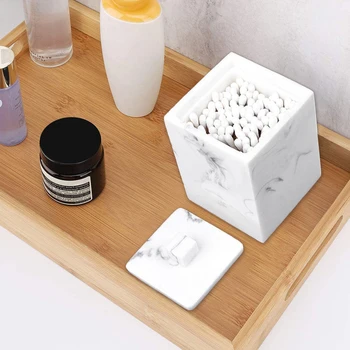Mramor Textúra Živice Bavlnenou Handričkou Veko Úložný Box Kanister Jar Make-Up Pad Držiteľ Tvoria Vaty Držiteľ Kontajner
