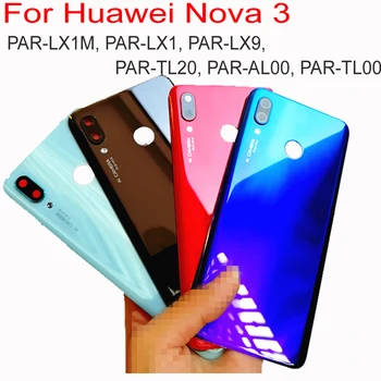 Originálne 3D Sklo Zadný Kryt Na Huawei Nova 3 Nova3 PAR-LX1M, PAR-LX1 Späť Kryt Batérie Prípade Bývania Dvere + objektív