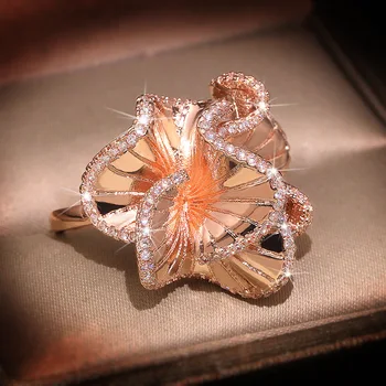 Rose Gold Kvet Prstene pre Ženy, Svadobné Zapojenie Módne Šperky 2020 Nové