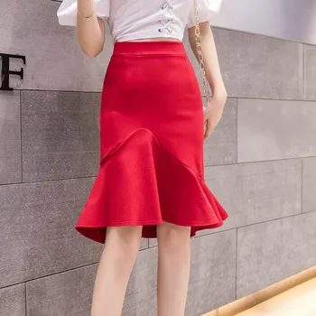 SexMKL Plus Veľkosť Faldas Mujer Moda 2020 Vysoký Pás Ceruzku Sukne Dámske Bodycon Červená Sukňa Čierna Office Lady Kórejský Jupe Femme