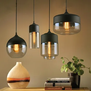 Nordic moderný prívesok svetlá loft sklo E27 E26 žiarovka LED kuchynské závesné lampy, reštaurácia, bar, obývacia izba, spálňa lampy