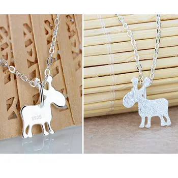 ANENJERY 925 Sterling Silver Vianočné Šperky Jeleň Elk Náhrdelník Pre Ženy, Dievča, Darček Clavicle Reťazca Náhrdelník S-N287