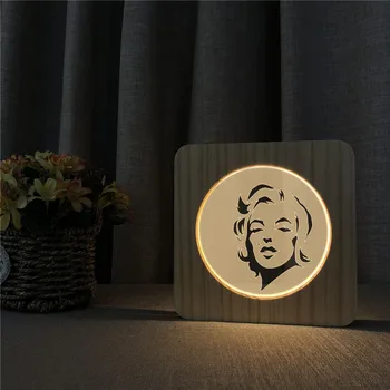 Marilyn Monroe 3D USB LED Arylic ABS Lampa Tabuľka Light Switch Kontroly Rezbárstvo Lampy, detské Izby, Dekorácie Dropshipping