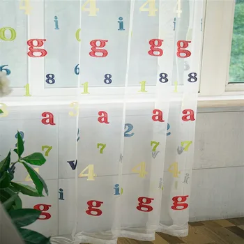 Krásne list číslo tylu závesy pre dievča, chlapca, detská izba obývacia izba, spálňa okno vzdelávania v Ranom veku, vyšívané priesvitné závesy