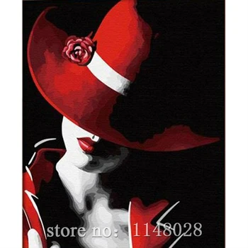 DIY 3D Diamond Maľovanie RED HAT LADY Výšivky krížový Steh Novinka Drahokamu Ručné Vložený Obrázok Pletenia, Vyšívania