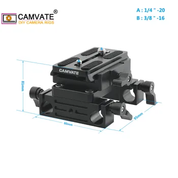 CAMVATE Manfrotto rýchloupínací Adaptér Doska S Posuvnými Doska &Double 15 mm Tyč Držiak Pre DSLR Fotoaparát Ramenný Plošinu Rod Systém