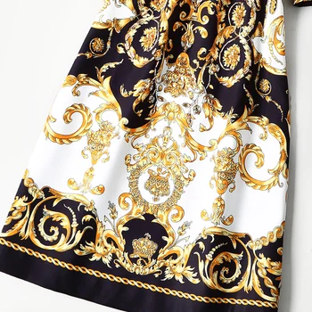 Nové oblečenie Európskej Americkej značky high-end boutique OL prímestských krátke rukávy totem zobraziť tenké šaty temperament