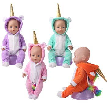 40-43 Cm Americký Chlapec Bábiky Oblečenie Jednorožec Farebné Chvost Vyhovovali Novorodenca Monster Baby Hračky, Príslušenstvo Fit 18-Palcové Dievčatá Darček zf33