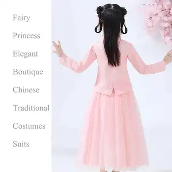 Dievčatá Čínsky Štýl, Oblečenie, Obleky Výšivky Top+Tylu Sukne 2ks Šaty Oblečenie Sady Víla Princezná Festival Vianočné Kostýmy