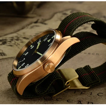 San Martin Mužov Pilot Automatické Vintage Hodinky Potápačské Náramkové hodinky 200 m vodotesnosť Zafírové Sklo Bronz Pozerať na Muža, Ženy