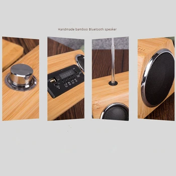 Drevené Bluetooth Reproduktor Smart Wireless Speaker Nabíjateľná Pripojenie USB Prehrávač