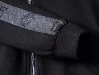MILIARDÁR Športové nastaviť mužov 2021 zimné hrubé nové módne Pohodlné bavlnené zips vonkajšie výšivky veľká Čierna veľkosť M-3XL