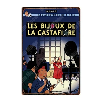 Adventures of Tintin Cartoon Retro Plechovka Značky Kovové Steny Umenie Plagátu Pub, Kaviareň Domova Vintage Bar Dekorácie Dieťa je Dar N291