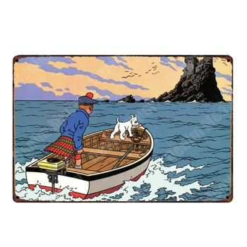 Adventures of Tintin Cartoon Retro Plechovka Značky Kovové Steny Umenie Plagátu Pub, Kaviareň Domova Vintage Bar Dekorácie Dieťa je Dar N291