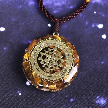 Orgonite Prívesok Srí Yantra Náhrdelník Tigrie Oko Náhrdelník Posvätná Geometria Energy Healing Jogy Šperky
