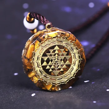 Orgonite Prívesok Srí Yantra Náhrdelník Tigrie Oko Náhrdelník Posvätná Geometria Energy Healing Jogy Šperky