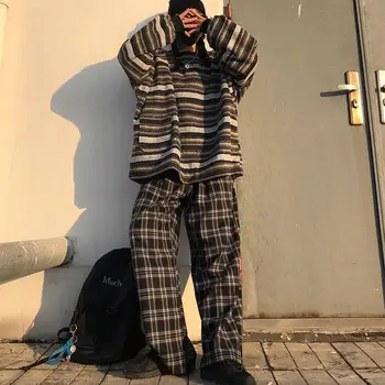 Jeseň ženy svetre plodín top Hip hop kórejský streetwear oblečenie Harajuku oblečenie prúžok Dlhý rukáv Dropshipping Ulzzang Punk