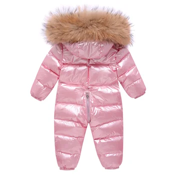 Detské zimné kombinézach detské Oblečenie kačica nadol Coats pre Dievčatá bunda deti chlapci v pohode snowsuits Striebro nepremokavé ourterwear