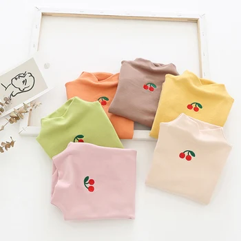 2020 Nové Candy Farby Dievčatá Oblečenie Deti Turtleneck T-shirt Jeseň Zima Pevné Bežné Pulóver Bavlnené Oblečenie