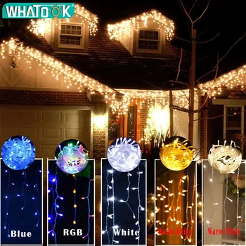 Vianočné String Svetlá Garland Outdoor Indoor LED Svetelné Dekorácie 5m 110V 220V 100 Led Záves Pokles Domácej Bary Strany Záhrada
