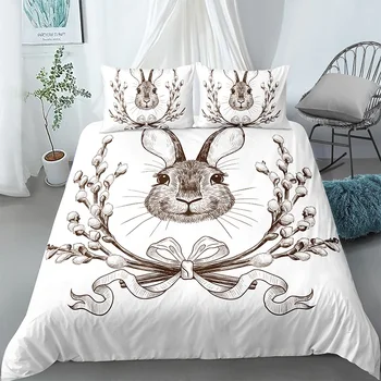 Luxusný 3D animovaný Králik Vytlačené posteľná bielizeň Set 2/3ks veselú veľkú noc Povlaky na Prikrývku Kryt obliečka na Vankúš pre Domáce Spálne