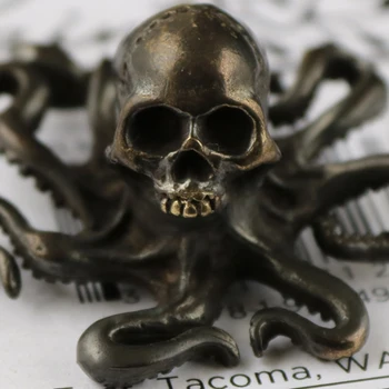 Punk Retro Lebky Octopus Figúrky Ploche Ornament Dekorácie Mosadz Kostry Zvierat Miniatúry Hračka Domova Plavidlá Príslušenstvo