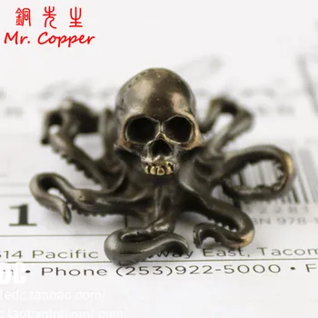 Punk Retro Lebky Octopus Figúrky Ploche Ornament Dekorácie Mosadz Kostry Zvierat Miniatúry Hračka Domova Plavidlá Príslušenstvo