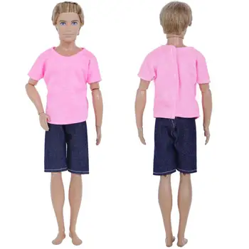 Ručné 5 Sád/Veľa Mužov Cool Oblečenie Každodenné Bežné Nosenie Zmiešaný Štýl T-shirt Nohavice, Džínsy, Šaty Pre Barbie Bábika Ken Príslušenstvo