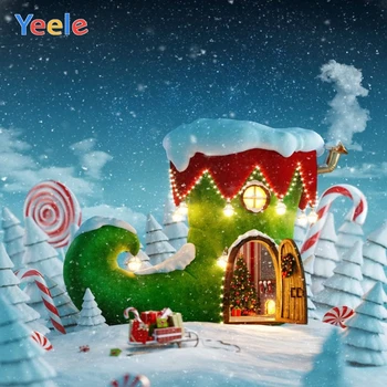 Vianočné Pozadie Zime Sneh Rozprávky Candy Bar Tortu Dom, Krb Divov Princezná Dieťa Pozadie Pre Photo Studio