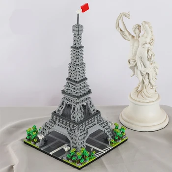 Svetovej Architektúry Eiffelova Veža, Most Veľký Múr Louvri Hradného Paláca DIY Mini Diamond Kvádre, Tehly, Budova Hračka č Box