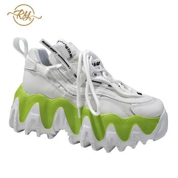 RY-RELAA Európe stanice topánky pre ženy tenisky Originálne Kožené biele kliny 2020 módne tenisky na platforme iny robustný tenisky