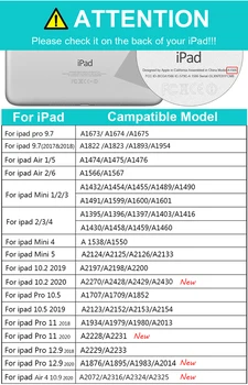 Pre iPad Vzduchu mini 1 2 3 4 5 v prípade, že do roku 2020 Pro 11 10.9 10.2 Vzduchu 10.5 2019 9.7 2018 Funda puzdro pre iPad 5. 6. 7. 8. Generácie