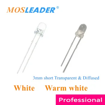 Mosleader 1000pcs 3mm Led Biela Teplá biela F3 Krátke kolíky Transparentné a Rozptýleného led Hmlisté Kolo hlavy, Čínskej