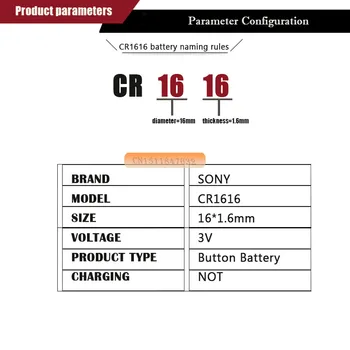 20pcs Sony Originálne CR1616 gombíkovú Batériu Pre Sledovať Auto Diaľkové Tlačidlo cr 1616 ECR1616 GPCR1616 3v Lítiové Batérie