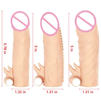 Čerpadlá Zväčšovacie Kondóm Penis Rukáv Muž Extender Dildo Enhancer Realistické Mužov klitoris masér hlásenie kryt Dospelých, Sexuálne Hračky