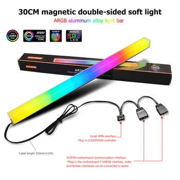 30 cm Hliníková zliatina RGB PC Prípade LED Pásy Magnetické Počítač Svetlo Bar 5V/3PIN Malé 4Pin ARGB Doske Svetlo-Pásy