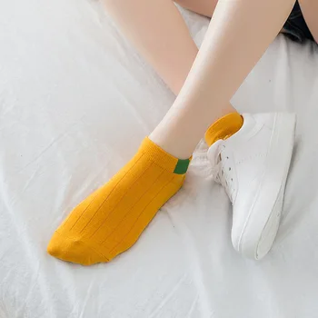 5 Párov Žien Lete Neviditeľné Tenké Ponožky vata Farbou Šťastný Bežné Loď Ponožky Roztomilý Priedušná Krátke Ponožky