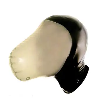 Anatomické Vákuové Latex Čierne Gumové Masky s Dýchaním A Otvorom na Zips Fetish Latex Kapota, Maska Sexuálne Hračky
