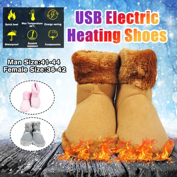 Zimné USB Kúrenie Elektrické Nohy Teplejšie Topánky Umývateľný Elektrické Teplo Papuče Foot Kúrenie Pad Teplejšie Vankúš Mäkký Lyžovanie Boot