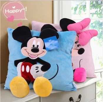 Roztomilý 3D Disney Mickey Mouse A Minnie Mouse Plyšový Vankúš Kawaii Mickey A Minnie Mäkký Vankúš Cusion Darčeky Pre Deti