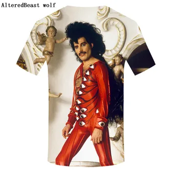 Freddie Mercury Dizajn mužov 3D Tričko Queen Kapela T Shirt Mužov Harajuku Lete krátky Rukáv Mužov kráľovná Tee Tričko homme