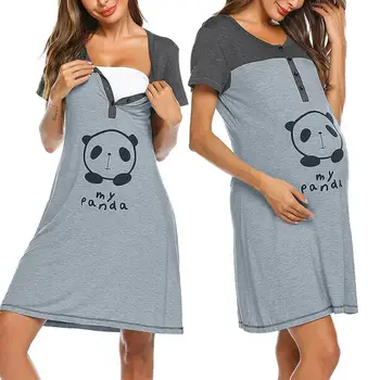 2020 Nové Dojčenie Šaty Domáce Oblečenie Pre Ženy Lete Krátky Rukáv Materskej Čistej Bavlny Oblečenie Pre Tehotné Módne Šaty