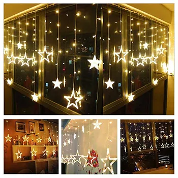 LED Reťazec Svetlá Pentagram Star Opony Svetlo Víla, Svadby, Narodeniny, Vianočné Osvetlenie, Výzdobu Svetlo 220V IP44