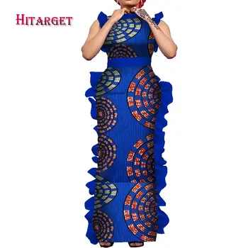 2021 Africkej ženy šaty Tradičné oblečenie Party šaty Ankara kostým bez Rukávov šaty Multi - farebné šaty pre ženy wy7767