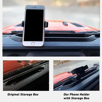Čierny ABS Mobilný Telefón Majiteľa Auta GPS Držiak Dash Mount Držiak Úložný Box Na Jeep Wrangler JL 2018
