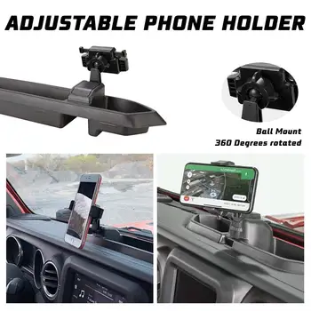 Čierny ABS Mobilný Telefón Majiteľa Auta GPS Držiak Dash Mount Držiak Úložný Box Na Jeep Wrangler JL 2018