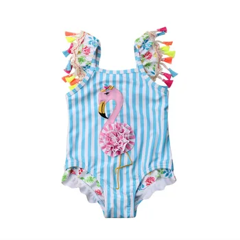 Focusnorm Nové Módne Batoľa Detský Baby Dievčatá Flamingo Cartoon Bikiny, Plavky, Plavky Kúpaní